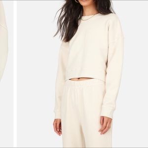 MATE the Label Fleece Cropped Sweatshirt, bone, S